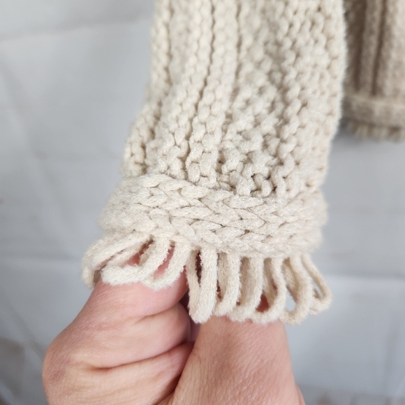 J. Crew Textured Cable-Knit Lady Wool Blend Fringe Jacket in Pale Bone Cream XS - Picture 9 of 15